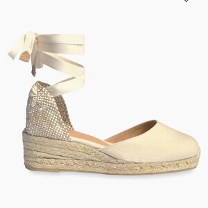 Elegant Cream Ivory Espadrille Wedge Platform Heels
